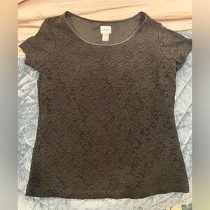 Chico's Elegant Black Lace Short Sleeve Top l 1